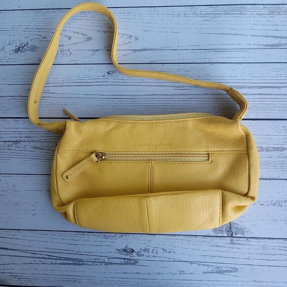 Stone Mountain Leather Bag Purse Galveston Midi Mustard Yellow Daffodil‎  NWT - Picture 4 of 5